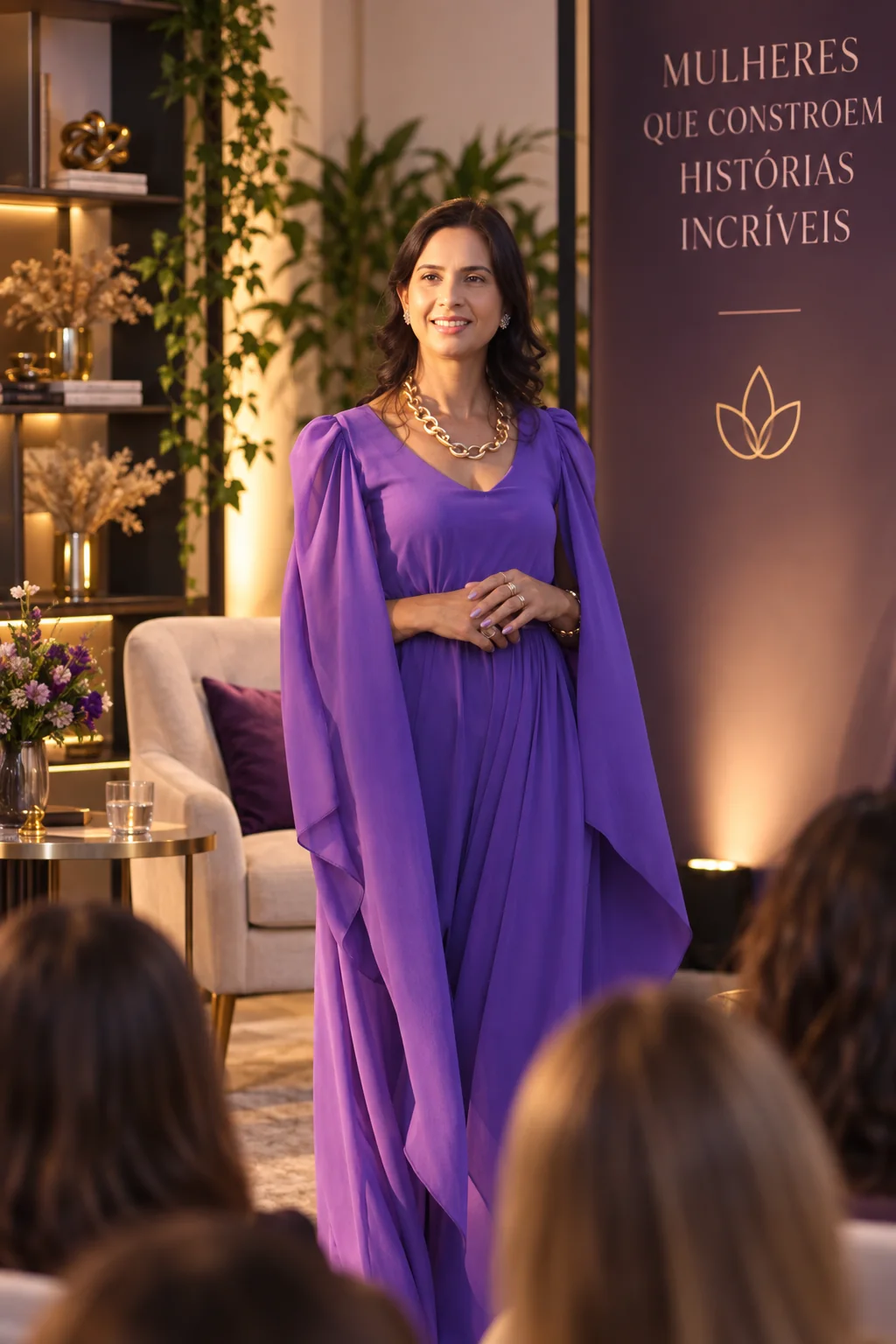 Karine em apresentação para mulheres